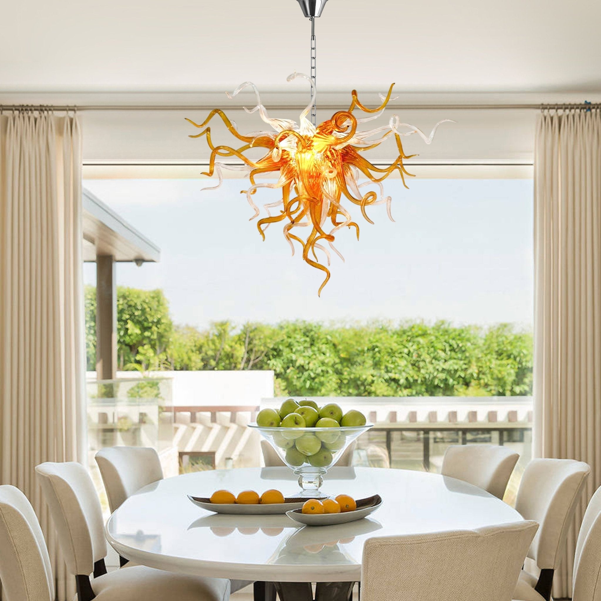 Amber Glow Hand Blown Glass Chandelier - Modern Artistic Lighting - BeyPan