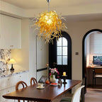 Amber Gold Blown Glass Chandelier - Murano-Inspired Artistic Pendant Lighting - BeyPan