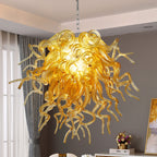 Amber Gold Blown Glass Chandelier - Murano-Inspired Artistic Pendant Lighting - BeyPan
