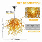 Amber Gold Hand-Blown Glass Chihly Style Chandelier Artistic Liuli Pendant Light Luxury Sculptural Twisted Hanging Lamp Fixture - BeyPan