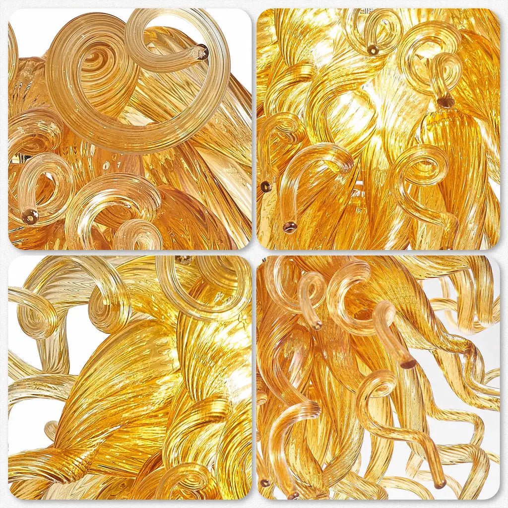 Amber Gold Hand-Blown Glass Chihuly Style Chandelier Artistic Liuli Pendant Light Luxury Sculptural Twisted Hanging Lamp Fixture Zweitbild