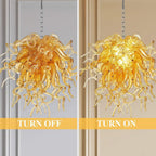 Amber Gold Hand-Blown Glass Chihly Style Chandelier Artistic Liuli Pendant Light Luxury Sculptural Twisted Hanging Lamp Fixture - BeyPan