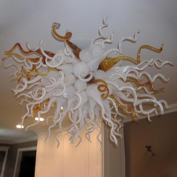 Amber & Snow White Artisan Murano Style Blown Glass Chandelier Zweitbild