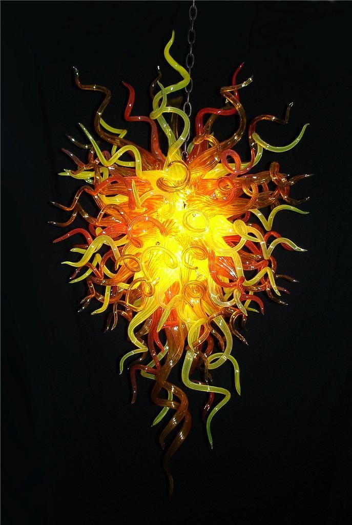 Amber Sunset Artisan Blown Glass Chandelier - Modern Yellow, Orange and Amber - BeyPan