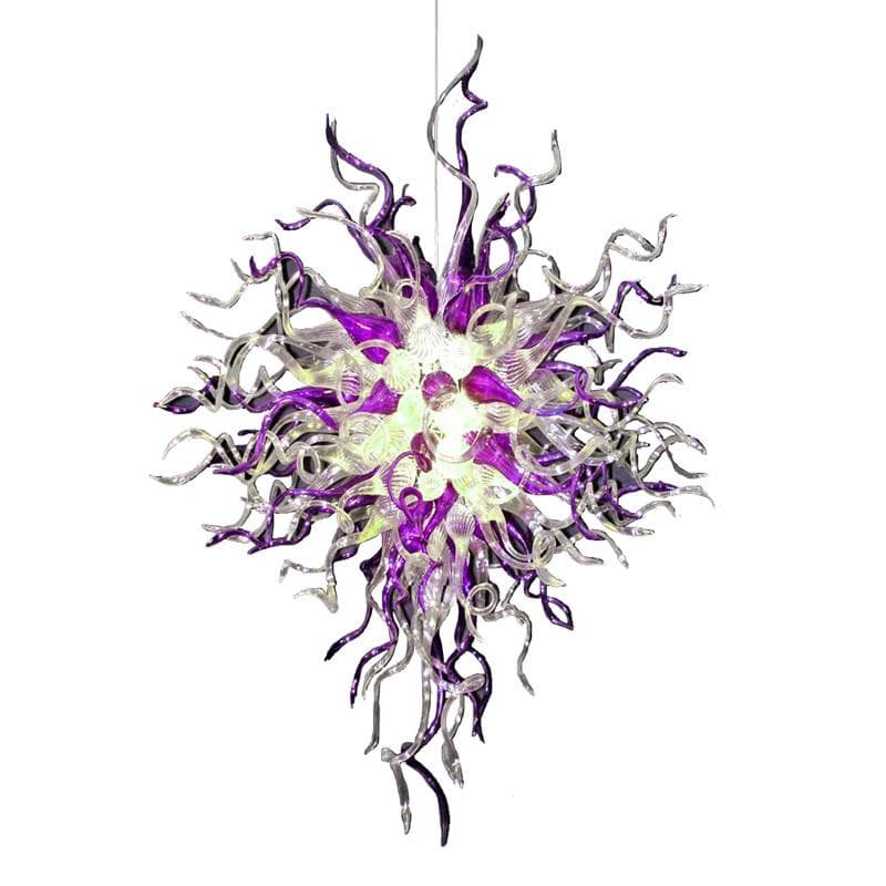 Amethyst Nebula Artisan Blown Glass Chandelier - Modern Purple and Clear - BeyPan