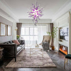 Amethyst Nebula Artisan Blown Glass Chandelier - Modern Purple and Clear - BeyPan