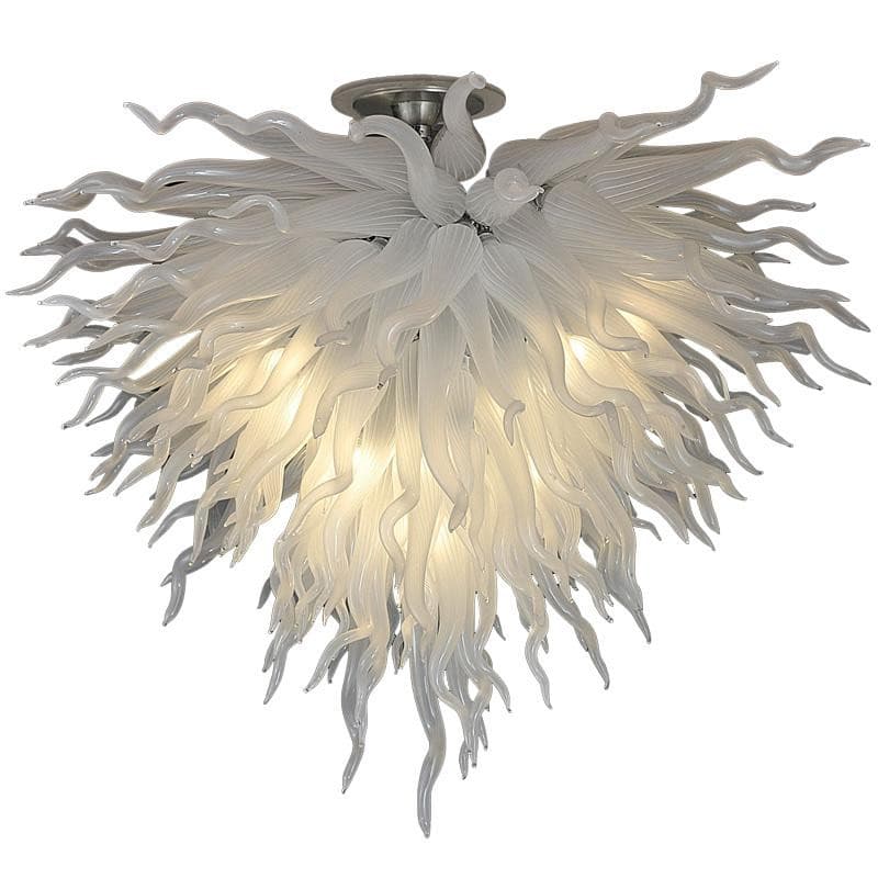 Arctic Flow Artisan Blown Glass Chandelier - Modern White Frosted - BeyPan Hauptbild