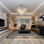 Arctic Flow Artisan Blown Glass Chandelier - Modern White Frosted - BeyPan