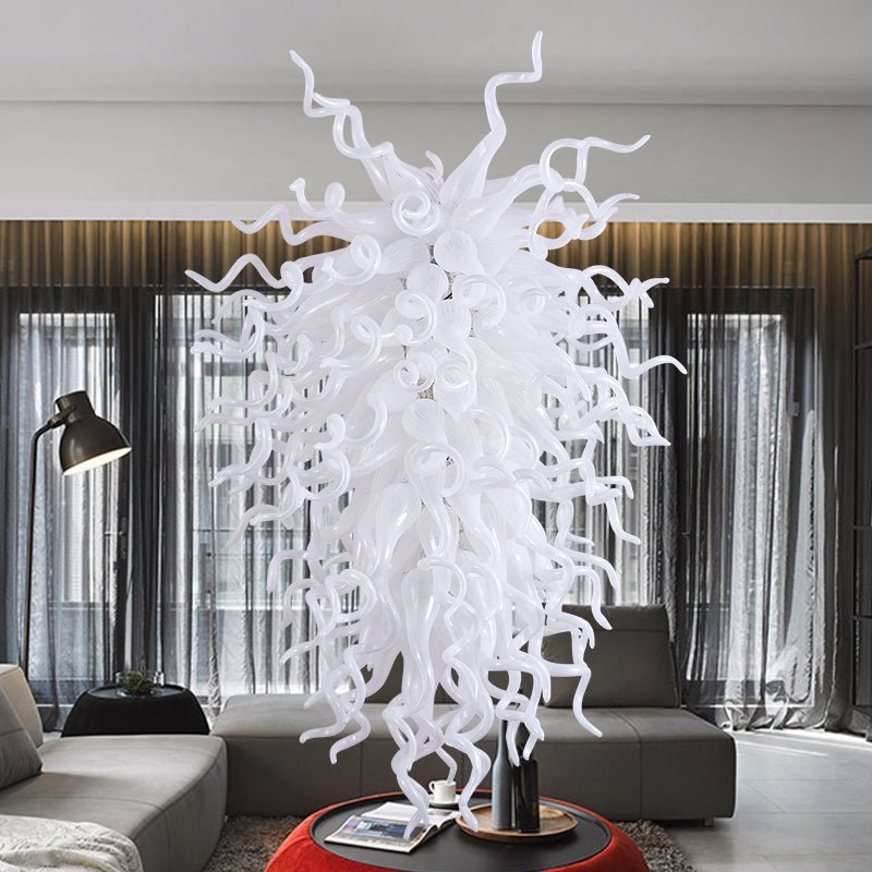 Arctic Frost Artisan Chandelier - Modern Pure White Hand-Blown Glass Zweitbild