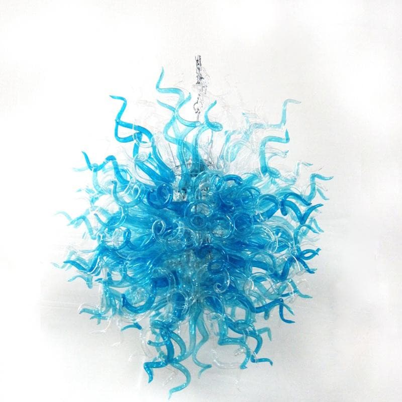 Arctic Frost Artisan Glass Chandelier - Modern Hand-Blown Cyan and Clear - BeyPan