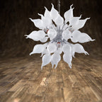Arctic Frost Sputnik Chandelier - Modern Hand-Blown White Onion-Shaped Glass - BeyPan