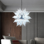 Arctic Frost Sputnik Chandelier - Modern Hand-Blown White Onion-Shaped Glass - BeyPan