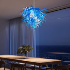 Artisan Blue and White Blown Glass Chandelier - Murano-Inspired - BeyPan