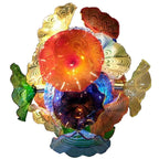 Artisan Floral Bloom Murano Style Glass Plate Chandelier - Vibrant Multi Colors - BeyPan