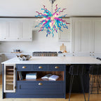 Artisan Hand-Blown Glass Chandelier - Coastal Aqua & Lavender Sculptural Lighting D28" - BeyPan