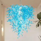 Artisan Light Blue Murano Style Hand-Blown Glass Chandelier - Coastal Cascade Art Lighting - BeyPan