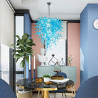 Artisan Light Blue Murano Style Hand-Blown Glass Chandelier - Coastal Cascade Art Lighting - BeyPan