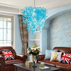 Artisan Light Blue Murano Style Hand-Blown Glass Chandelier - Coastal Cascade Art Lighting - BeyPan