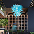Artisan Light Blue Murano Style Hand-Blown Glass Chandelier - Coastal Cascade Art Lighting - BeyPan
