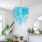Artisan Light Blue Murano Style Hand-Blown Glass Chandelier - Coastal Cascade Art Lighting - BeyPan