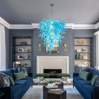 Artisan Light Blue Murano Style Hand-Blown Glass Chandelier - Coastal Cascade Art Lighting - BeyPan