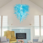 Artisan Light Blue Murano Style Hand-Blown Glass Chandelier - Coastal Cascade Art Lighting - BeyPan