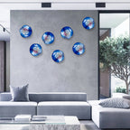 Artisan Masterpiece: Hand-Blown Deep Blue Iridescent Glass Wall Plate 12" - BeyPan