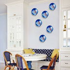 Artisan Masterpiece: Hand-Blown Deep Blue Iridescent Glass Wall Plate 12" - BeyPan