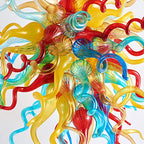 Artisan Multi-Color Blown Glass Chandelier - Vibrant Rainbow Sculptural Pendant Light - BeyPan