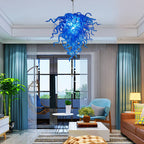 Artisan Murano Style Blue Blown Glass Chandelier - Deep Cobalt Sculptural - BeyPan