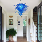 Artisan Murano Style Blue Blown Glass Chandelier - Deep Cobalt Sculptural - BeyPan