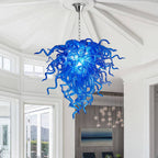 Artisan Murano Style Blue Blown Glass Chandelier - Deep Cobalt Sculptural - BeyPan
