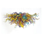 Artisan Rainbow Vista Blown Glass Chandelier - Modern Horizontal Sculptural Pendant - BeyPan