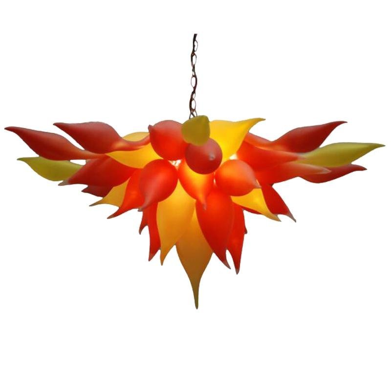 Autumn Radiance Artisan Blown Glass Chandelier - Modern Luxury Red and Yellow - BeyPan Hauptbild