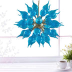 Azure Bloom Sputnik Chandelier - Modern Hand-Blown Blue Onion-Shaped Glass - BeyPan