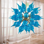 Azure Bloom Sputnik Chandelier - Modern Hand-Blown Blue Onion-Shaped Glass - BeyPan