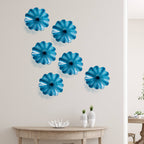 Azure Blue Hand Blown Murano Style Glass Wall Art Decor - 12" - BeyPan