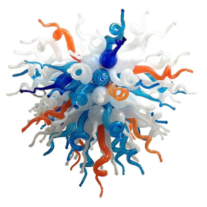 Azure Harmony Murano Style Glass Chandelier - Vibrant Blue, White, and Orange - BeyPan Hauptbild