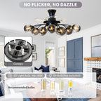 Black Smoke Glass 12-Light Retractable Ceiling Fan with Remote - BeyPan