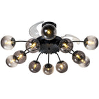 Black Smoke Glass 12-Light Retractable Ceiling Fan with Remote - BeyPan
