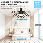 Black Smoke Glass 12-Light Retractable Ceiling Fan with Remote - BeyPan