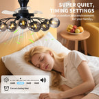 Black Smoke Glass 12-Light Retractable Ceiling Fan with Remote - BeyPan