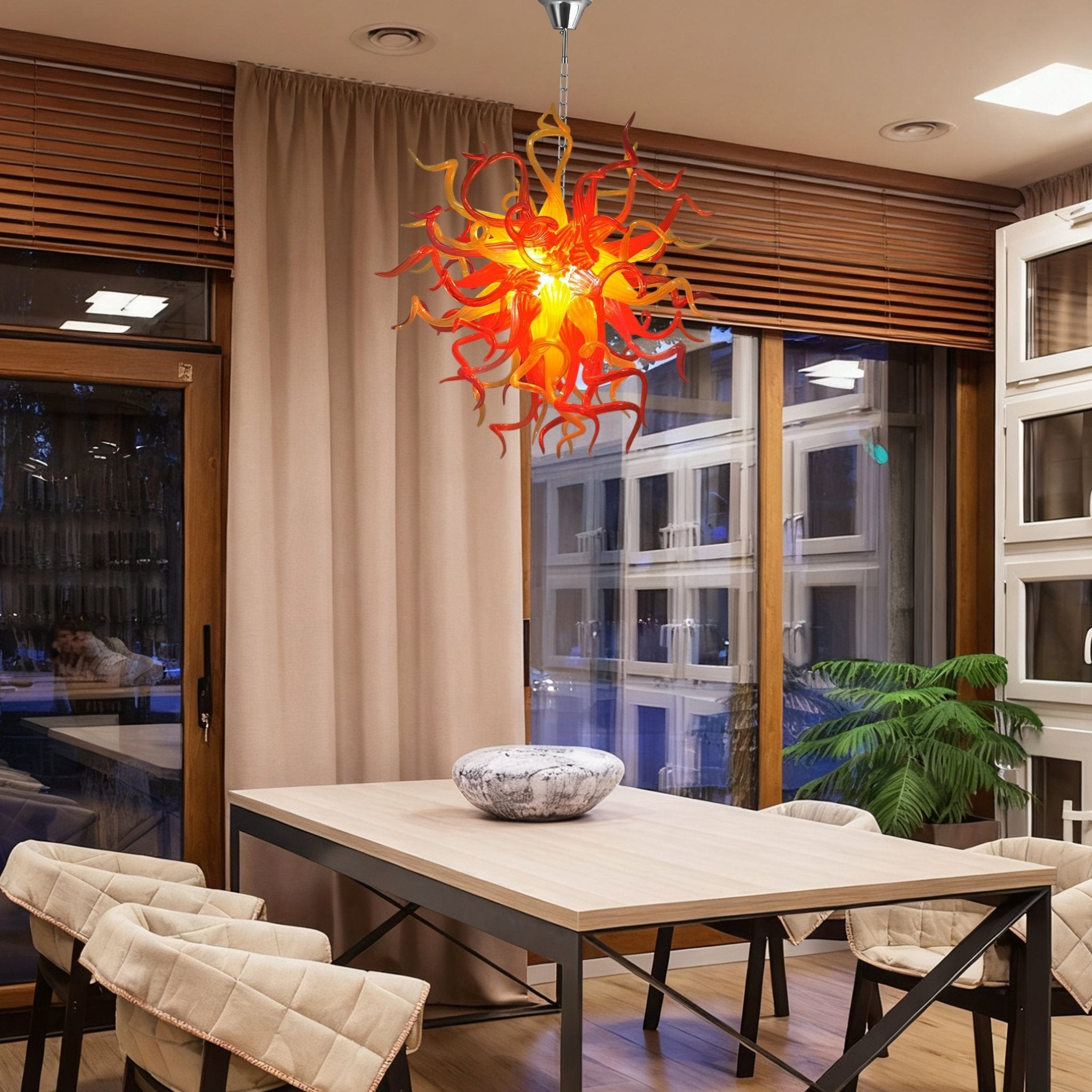 Blazing Sunset Hand Blown Glass Chandelier - Luxury Statement Lighting - BeyPan