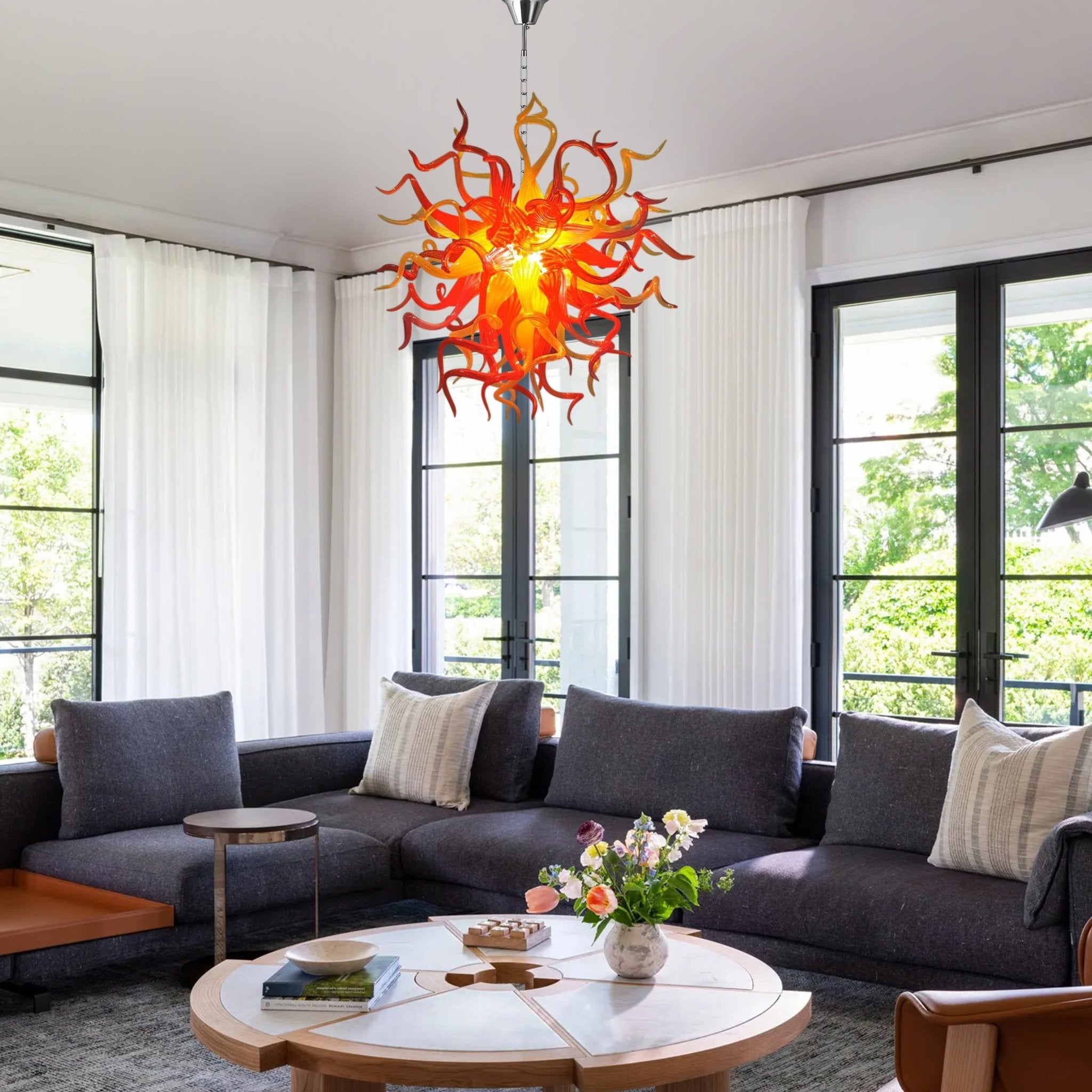 Blazing Sunset Hand Blown Glass Chandelier - Luxury Statement Lighting - BeyPan