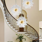 Blown Glass Bubbles Chandelier Sputnik Shape Clear Ribbed - BeyPan