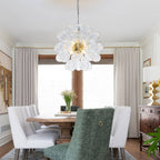 Blown Glass Bubbles Chandelier Sputnik Shape Clear Ribbed - BeyPan