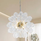 Blown Glass Bubbles Chandelier Sputnik Shape Clear Ribbed - BeyPan