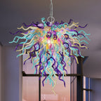 Blown Glass Chandelier Invert Cone Amber Purple Aqua D22"XH18" - BeyPan