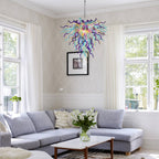 Blown Glass Chandelier Invert Cone Amber Purple Aqua D22"XH18" - BeyPan