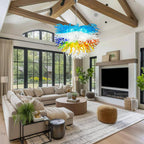 Blown Glass Chandelier Multi Layers Semi-Circular Shape D52"XH32" - BeyPan